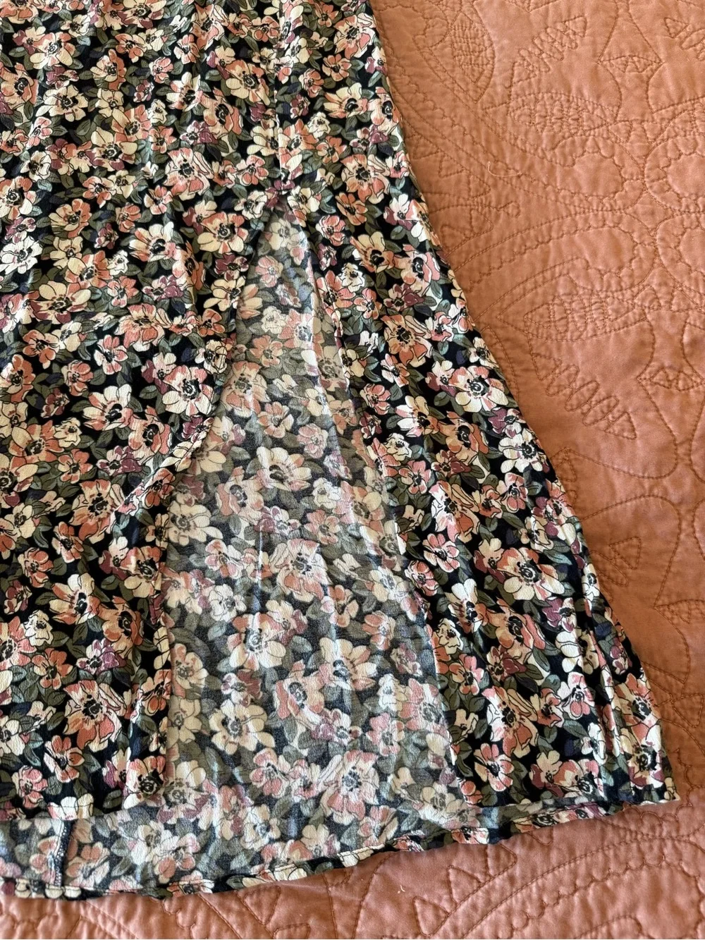 Abercrombie & Fitch Black Floral Maxi Dress with Pink and Cream Blooms